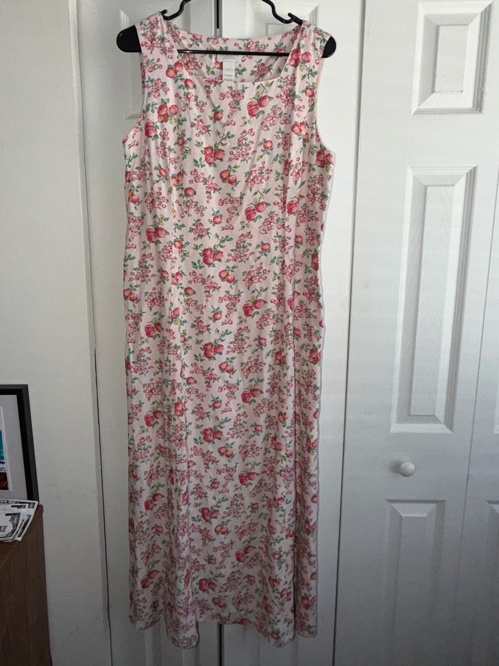 Vintage Liz Claiborne Pink Apples/Floral Print Maxi Dress